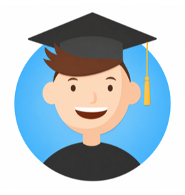 A drawing of a smart tutor with a graduation cap